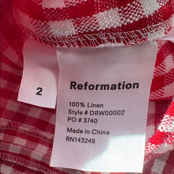 Reformation red gingham Ava mini dress size 2 - Picture 9 of 12